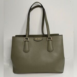 Nine West Green Satchel Handbag Purse with Gold Hardware